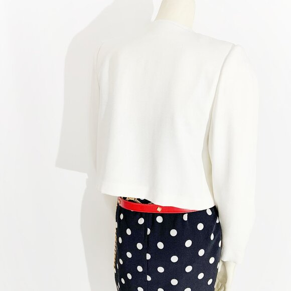 Vintage Minimalist White Cropped Open Front Blazer / size Small-Medium - Picture 4 of 8